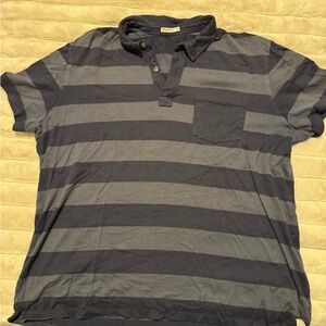 Men's Marine Layer Striped Gray and Blue Polo Shirt